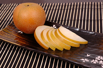 Image showing Asian pear on plate