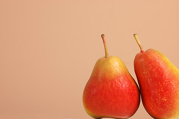 Image showing Two Forelle pears