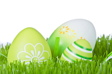 Image showing easter eggs in grass