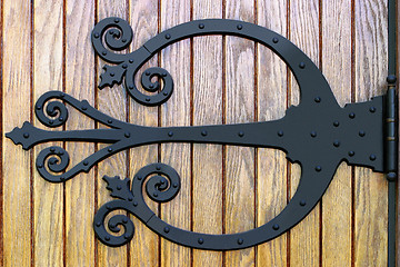 Image showing Ornate Wrought Iron Doorhinge