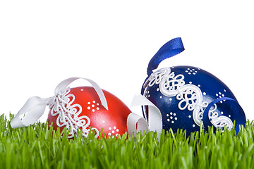 Image showing easter eggs in grass