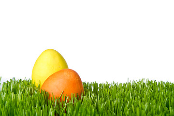 Image showing easter eggs in grass