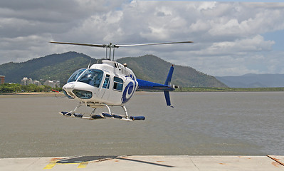 Image showing helicopter on pontoon