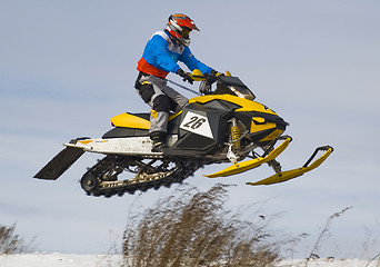 Image showing Snowmobile racing