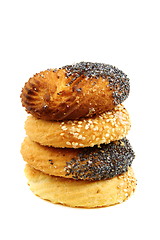 Image showing Biscuits with poppy and sesame seeds.