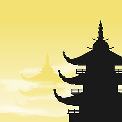 Image showing Asian Pagoda Silhouette at Dawn