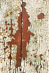 Image showing Ancient wooden wall peeling paint architecture