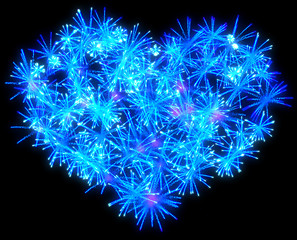 Image showing Valentines Day blue Fireworks heart shape