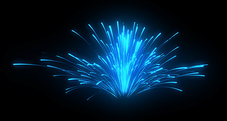 Image showing Blue festive fireworks and explosions at night