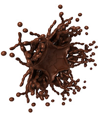 Image showing Hot chocolate Splashes: Liquid shape with drops