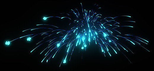 Image showing Xmas: blue festive fireworks at night 