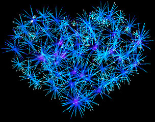 Image showing Blue Fireworks heart shape for Valentines Day