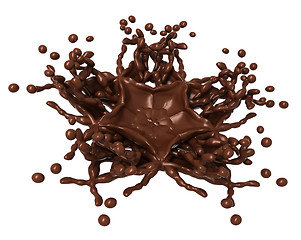 Image showing Chocolate Splash: Liquid shape with drops 