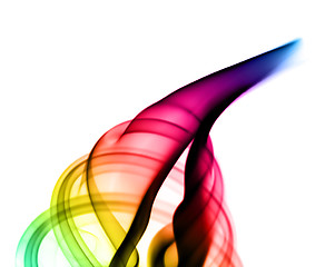 Image showing Abstract colorful smoke swirl on white