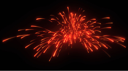 Image showing Xmas: red festive fireworks at night 