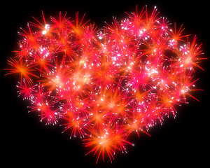 Image showing Valentines Day red Fireworks heart shape