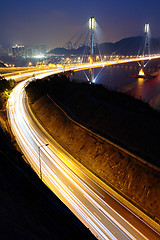 Image showing highway and Ting Kau bridge at night