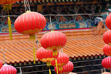 Image showing red lantern in chinese temple