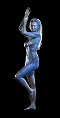 Image showing blue bodypainted woman