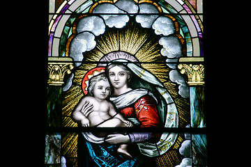 Image showing Stained Glass - Mary and Jesus