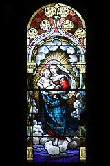 Image showing Stained Glass - Mary holding Jesus