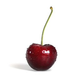 Image showing red cherry with dewdrops