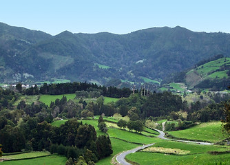 Image showing hilly panoramic view at the Azores