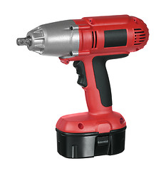 Image showing red and black cordless screwdriver