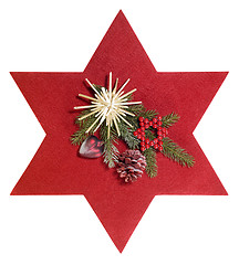 Image showing red star and christmas decoration