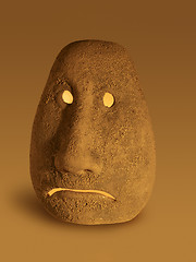 Image showing illuminated sad ceramic head