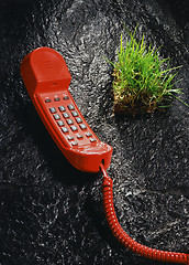 Image showing red phone and grass sode