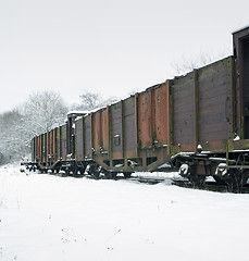 Image showing old railway car at winter time