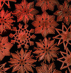 Image showing red illuminated straw star ornament