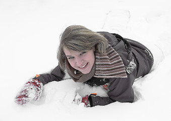 Image showing girl having fun in the snow