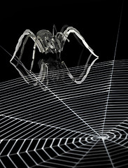 Image showing metal spider and spiderweb