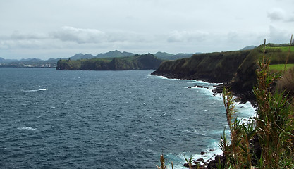 Image showing stormy coastal scenery at the Azores