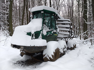 Image showing snowbound timber vehicle