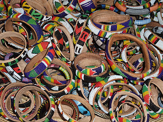 Image showing colorful leather bracelets