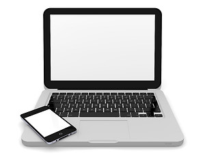 Image showing Smartphone with laptop