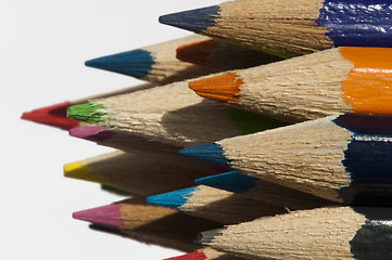 Image showing Multicolored pencils arranged background