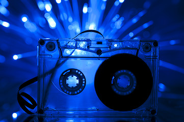 Image showing Cassette tape and multicolored lights