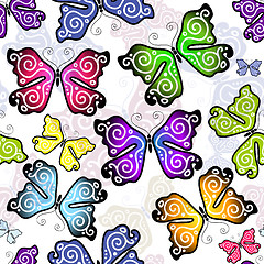 Image showing Seamless pattern with butterflies