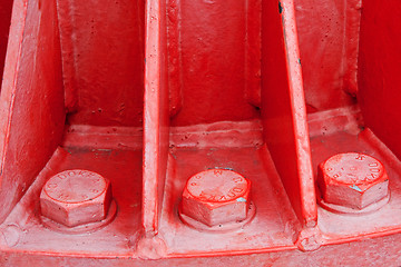 Image showing Steel bolts on the flange