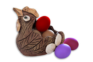 Image showing Hen and the Easter Eggs