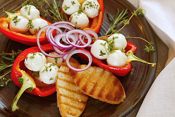 Image showing fresh cheese balls and vegetables