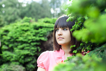 Image showing beautiful young woman in the forest