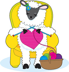 Image showing Sheep Knitting Heart