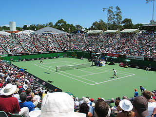 Image showing Tennis match and spectators