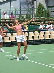 Image showing Female tennis player training