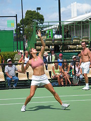 Image showing Female tennis player training